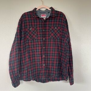 Wrangler Premium Quality Shirt Red/Black Plaid Flannel Men’s XL Button Down Top